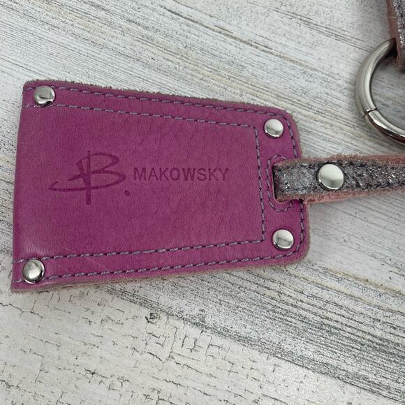 B Makowsky Silver  Metallic Large Tote Bag Leather - Picture 2 of 6